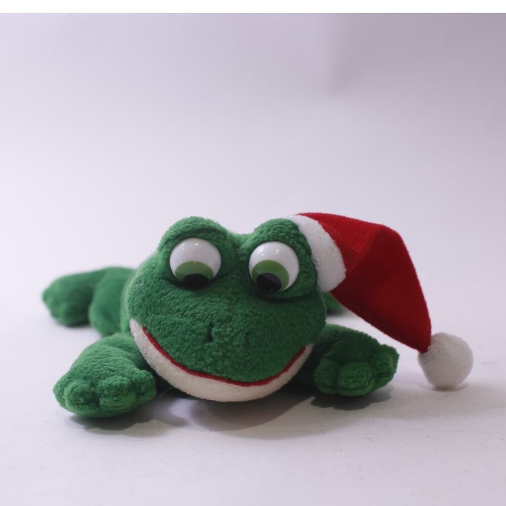 Russ Berrie, Christmas Frog, Plush, Green, Bean Bag, Holiday, ~ 250826-WH 526